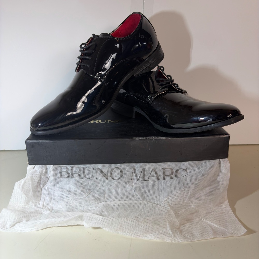 Bruno Marc Mens Ceremony-06 Patent Leather Oxford Dress Shoes Black Size 9.5 EUC